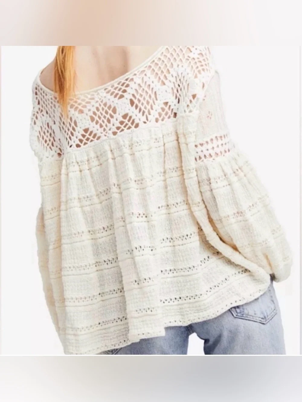 Free People Someday Crochet Sweater Size M